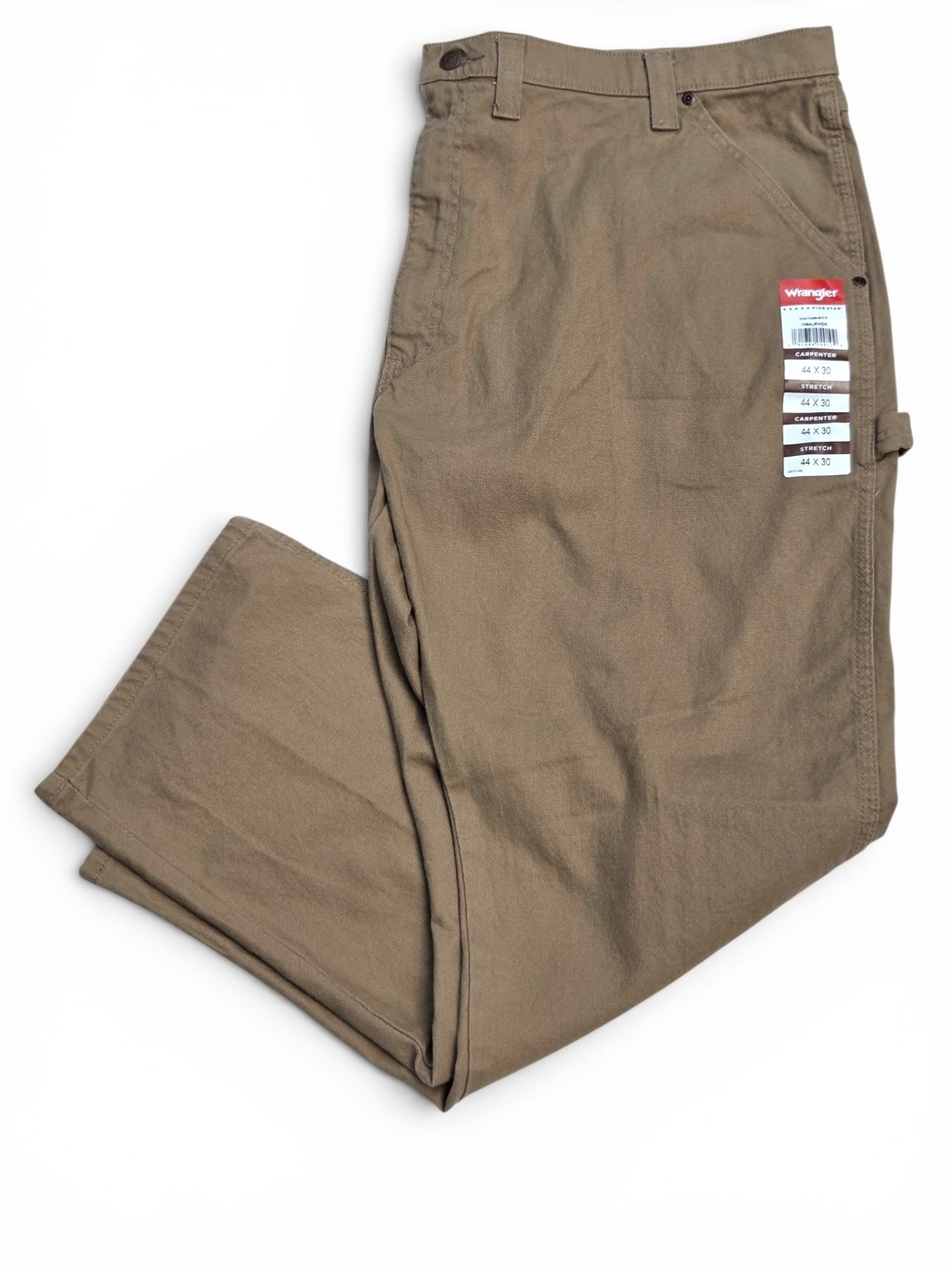 NWT Wrangler Five Star Heritage Carpenter Pants Brown/Tan Relaxed Fit 44x30